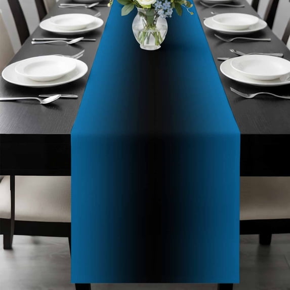 Blue Black Ombre Table Runner 120 Inches Long, Gradient Contemporary Abstract Art Kitchen Coffee Dining Table Decoration for Home Party Birthday Wedding Home Decor 13x120 Inches