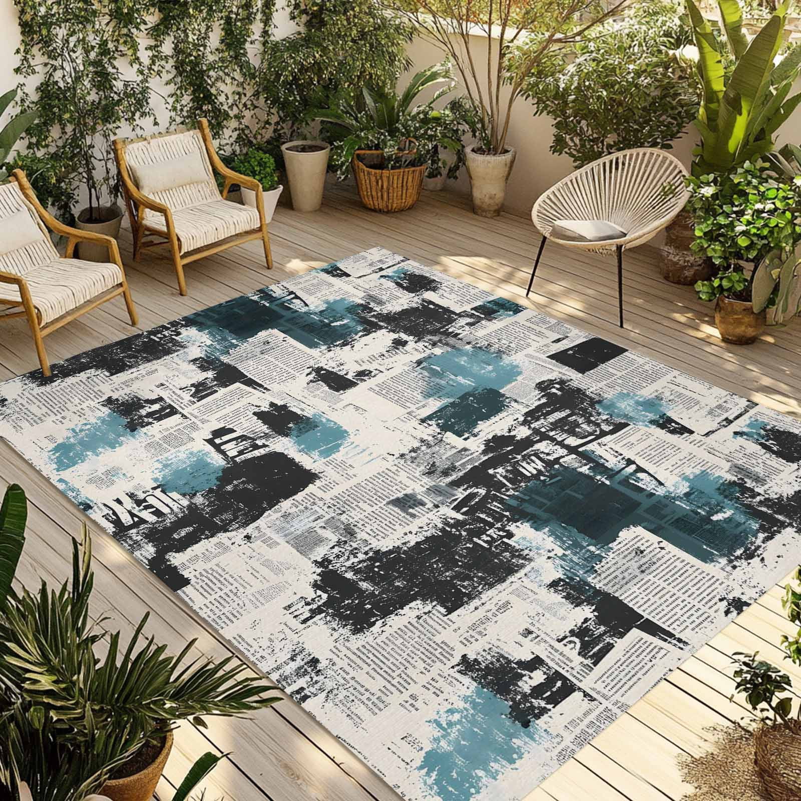 Outdoor Rugs With Text Blue Black Outdoor Rug 5x8 Ft - Reversible Patio Rug Outdoor Camping ...