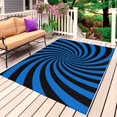 thumbnail image 1 of Blue Black Outdoor Rug for Patio/Deck/Porch, Non-Slip Large Area Rug 4 x 6 Ft, Farmhouse Striped Spiral Vortex Abstract Indoor Outdoor Rugs Washable Area Rugs, Reversible Camping Rug Carpet Runner, 1 of 8