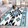 thumbnail image 1 of Blue Black Pattern Washable Area Rugs 2.7'x5', Retro Bohemian Square Abstract Geometric Low Pile Throw Living Room Rug Non-Slip Sturdy Edge Binding Carpet for Indoor Entryway Bedside Kitchen, 1 of 9