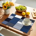 thumbnail image 1 of Blue Black Placemats Set of 2 Geometric Abstract Color Block Plaid Modern Place Mats Washable Table Mats for Party Kitchen Dining Decoration, 12 X 18 Inch, 1 of 8