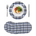 thumbnail image 1 of Blue Black Plaid Round 13 Inch Placemats Set of 6, Farmhouse Blue Black Checkered HeatResistant Non Slip Place Mats for Dining Table, Wipeable Braided Kitchen Table Mats for Housewarming, 1 of 9