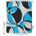 Blue Black Shower Curtain for Bathroom, Abstract Grey Black Blue Round ...