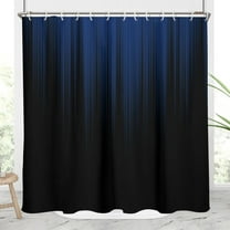 Blue and Black Shower Curtain Ombre Mens Boys Royal Navy Boho Striped Dark Minimalist Cool Art Aesthetic Unique Home Bathroom Decor Bathtub Set with 12 Hooks, 72x72, Modern