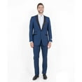 thumbnail image 1 of Blue / Black Solid with Black Shawl Collar Trim 2-PC Slim Fit Suits, 1 of 4