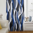 thumbnail image 1 of Blue Black Stripes Semi Sheer Curtains Drapes for Living Room,Bedroom,French Doors Window 96 Inches Long,Modern Abstract Ombre Grey White Lines Rod Pocket Chiffon Curtain Voile Drapery Panel, 1 of 8