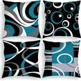 thumbnail image 1 of Blue and Black Throw Pillow Covers 18x18 Inches Set of 4 Decor Decorative Throw Pillow Cover Abstract Modern Geometric Teal Square Cushion Cases for Sofa Bed Couch, 1 of 1