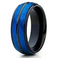 thumbnail image 1 of Blue & Black Tungsten Ring 8mm Tungsten Carbide Ring Hammered Tungsten Ring Brushed Dome Comfort Fit Men Women, 1 of 3
