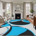 thumbnail image 1 of Blue Black Washable Living Room Rugs 5'x8', Abstract Grey Black Blue Round Grey Texture Low Pile Throw Large Area Rug Non-Slip Sturdy Edge Binding Carpet for Living Room Kitchen Office, 1 of 9
