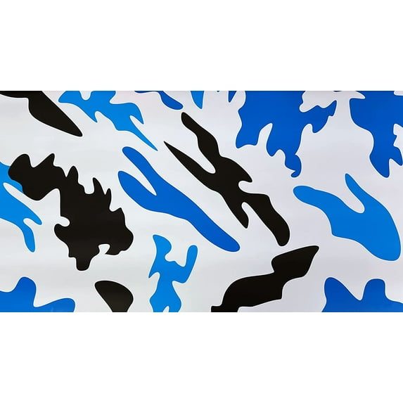Blue, Black, White, Baby Blue Camo Matte Finish Camouflage Vinyl Film Wrap Decal Air Bubble Free + Free Tool Kit (12" x 60" / 1FT x 5FT)
