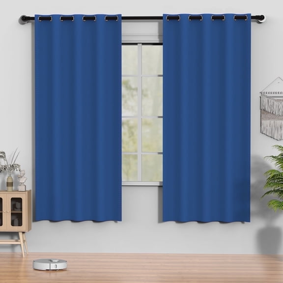 Blue Blackout Curtains 52 x 72 inch, Thermal Insulated Grommet Black Curtains Set of 2, Noise Reduce Room Darkening Drapes for Bedroom, Living Room, Privacy Protection & Energy Saving
