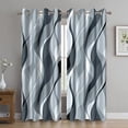 thumbnail image 1 of Blue Blackout Curtains, Abstract Ombre Grey And Blue Striped Window Curtains For Living Room Modern Room Darkening Grommet Curtains 53"W x 96"L (Pack of 2), 1 of 6
