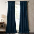 Blue Blackout Velvet Curtains 108 Inches Blackout And Soundproof