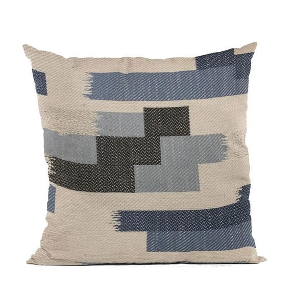 Blue Blocks Stripe Luxury Throw Pillow - 24 x 24 in.