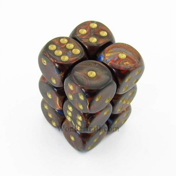 Blue Blood Scarab Dice with Gold Pips D6 16mm (5/8in) Pack of 12 Chessex
