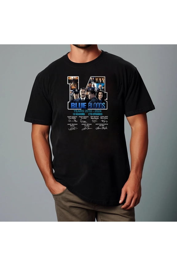 Blue Bloods 14 Years Signed Thank You Memories T Shirt TV Show Police Drama Fans V1130794, for men & women, up to size 5XL