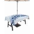 thumbnail image 1 of Blue Blooms Floral Outdoor Tablecloth - 54x80 Inch Rectangle Dining Table Cover, Spring Flowers Botanical Blue Ombre Waterproof Outdoor Table Cloth with Umbrella Hole & Zipper for Picnic/Patio/Party, 1 of 7