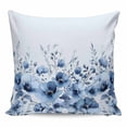 thumbnail image 1 of Blue Blooms Floral Pillow Covers 20x20 Inch Decorative Throw Pillow Cover, Spring Flowers Botanical Blue Ombre Sofa Pillowcases Accent Cushion Case Home Decor Bedroom Living Room, 1 of 6