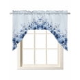 thumbnail image 1 of Blue Blooms Floral Swag Valances for Windows, Small Curtains Drapes, Spring Flowers Botanical Blue Ombre Kitchen Window Curtains Over Sink Window Treatment Valance for Bedroom/Bathroom 56"x36", 1 of 5