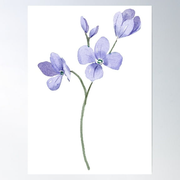 Blue Blossoms Watercolor Poster Wall Art, Modern Wall Decor For Living Room Bedroom, 8x12 UNFRAMED