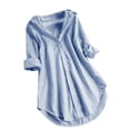 thumbnail image 1 of Blue Blouse for Women Fashion Blouses & Tunics 3/4 Sleeve V Neck Tunic Summer Casual Long Casual Leggings Loose Tops Women's Button Down Shirts, 1 of 7