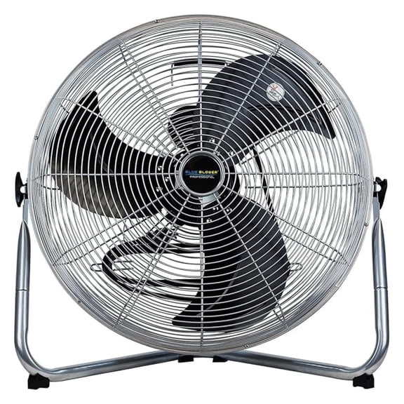 Blue Blower Industrial Grade 20 Inch High Velocity Fan 4600 CFM, 3 Speed Adjustable Tilt, Metal Construction for Garage Warehouse, Silver