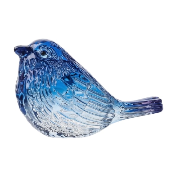 Blue Blown Glass Bird Figurine – Crystal Collectible Gift for Animal Lovers, Handmade Mini Table Decor, 1pc