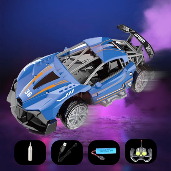 Blue Blue 1:16 Scale Rc Spray Stunt Car 2.4Ghz High Speed Drift Remote Control Racing Vehicle Toy