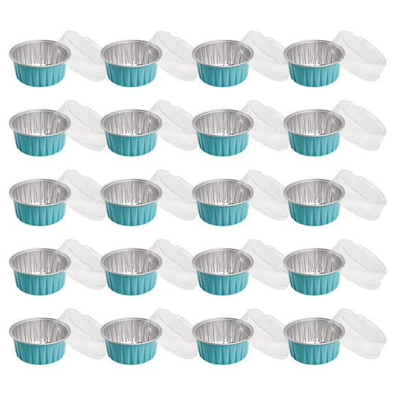 Blue Blue Aluminum Foil Baking Containers With Covers For Desserts And Baking 20 Pieces Per Pack