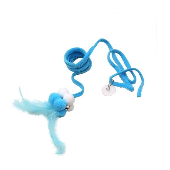Blue Blue Cat Toy With Bells Hanging On Door Self Play Kitty Wand Interactive Plush Teaser For Indoor Cats