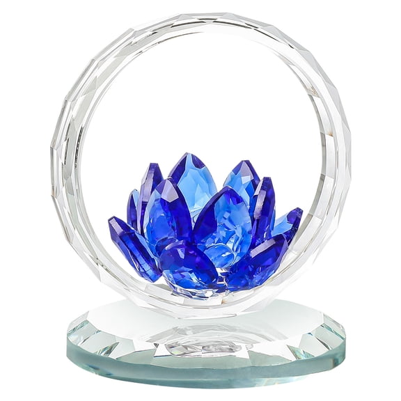 Blue Blue Crystal Lotus Ornament Glass Decor For Car Interior Home Tabletop Desk Decoration