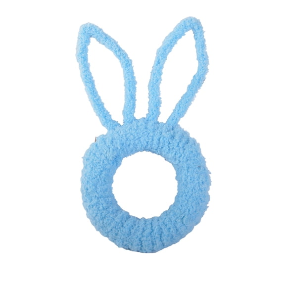 Blue Blue Easter Bunny Head Shaped Plastic Wreath With Linen Bow For Front Door And Wall Hanging Spring Festival Rabbit Decor