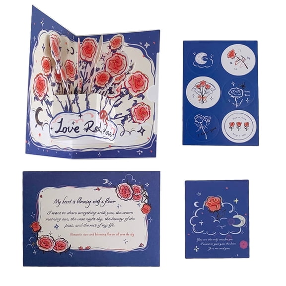 Blue Blue Exploding 3D Greeting Card With Envelope Pop-Up Surprise Design For Anniversary Birthday Wife Husband Son Daughter
