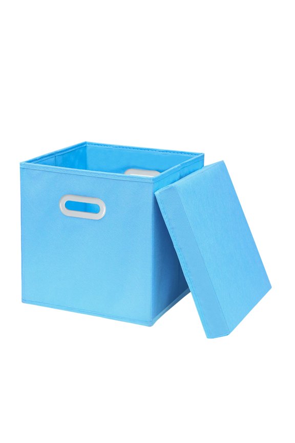 Blue Blue Fabric Storage Box, Foldable With Lid, Drawer Style For Home, Car, Closet, Toy Storage, Clothing Organization, 11.02X11.02X11.02In 1.04Lb