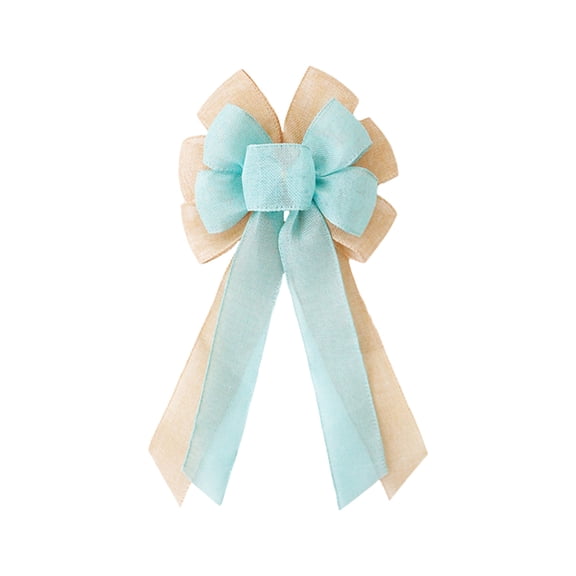Blue Blue Faux Linen Ribbon Bow For Easter Decoration Gift Wrapping And Holiday Home Accent