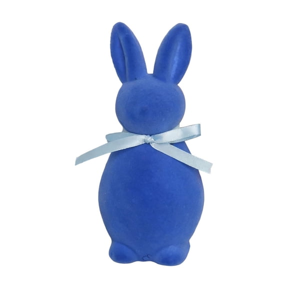 Blue Blue Flocked Easter Bunny Figurine Ornament Home Tabletop Decor Gift 7.87X3.54X3.35 Inch