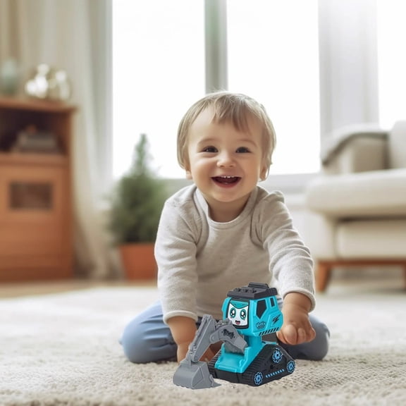 Blue Blue Friction Powered Push Back Construction Toy Car For Toddlers 1-3 Educational Engineering Vehicle Boys Girls