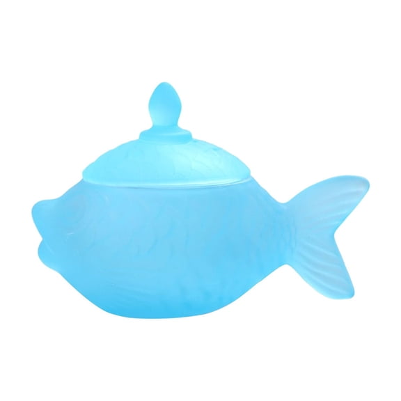 Blue Blue Hand Blown Glass Fish Jar With Lid For Candy Storage Kitchen Counter Dried Fruit Container
