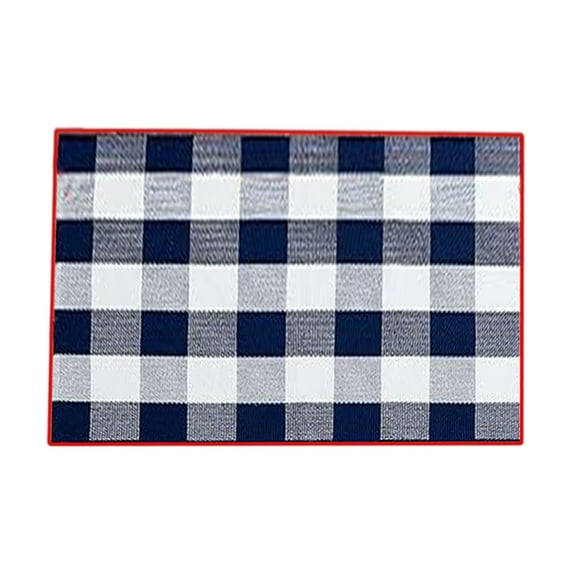 Blue Blue Hand-Woven Checkered Outdoor Rug Fall Christmas Layered Doormat For Front Door Porch Entryway Patio Seasonal Decor 15.7X23.6 Inches