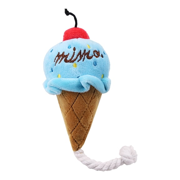 Blue Blue Ice Cream Squeaky Toy For Small Dogs Soft Fabric Lightweight Crinkle Rustling Sounds
