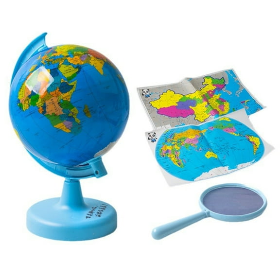 Blue Blue Illuminated Rotating Globe For Children Educational Toy 3D World Map With Light For Kids