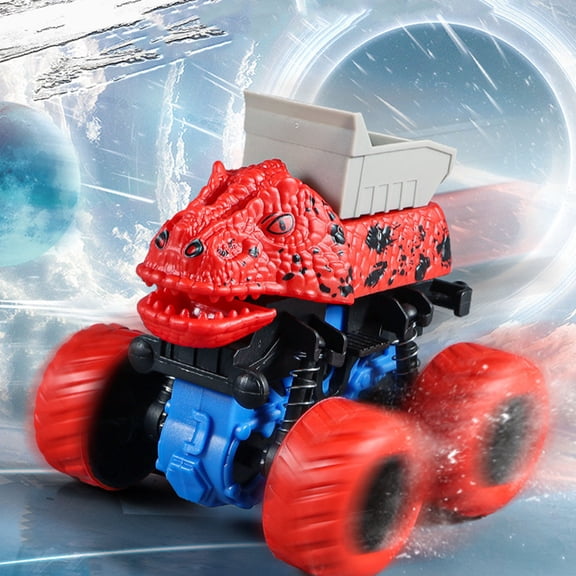 Blue Blue Inertial Four-Wheel Drive Dinosaur Construction Truck Toy For Kids Pull Back Engineering Car For Boys
