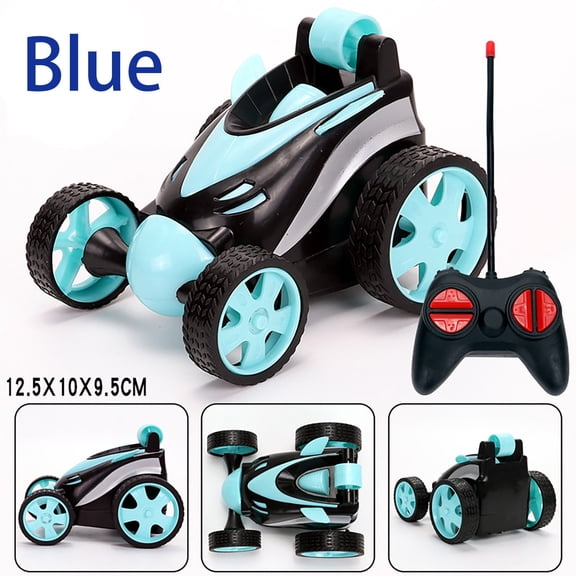 Blue Blue Luminous Rc Stunt Dump Truck Toy 360 Rolling Double Sided Remote Control Vehicle With Lights