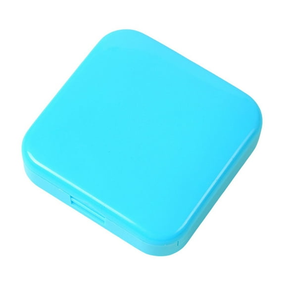 Blue Blue Mini Pill Organizer Box 2 Grids Moisture Proof Removable Individual Containers Portable For Travel And Daily Medication Storage