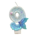 thumbnail image 1 of Blue Blue Number 9 Birthday Candle Mermaid Tail Cake Topper Anniversary Celebration Supplies Wax Decorative Candle For Desserts, 1 of 6