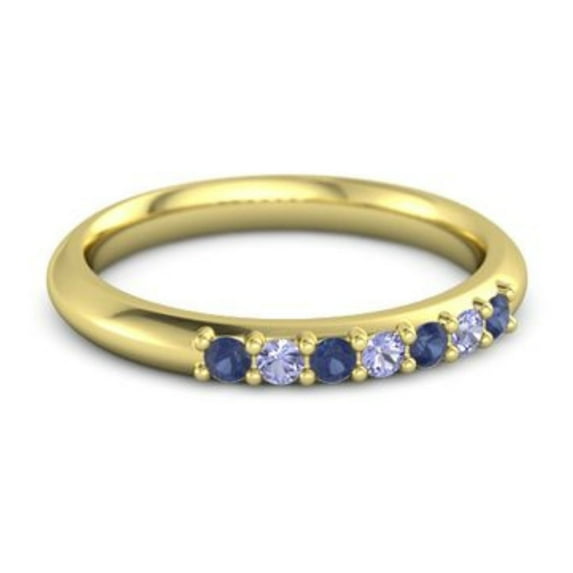 Blue Blue Sapphire & Tanzanite Half Eternity Stackable Band Ring Silver Yellow Gold Plated Ring Women Gift Gift For Mom - Wife Promise Gift Size US- 9