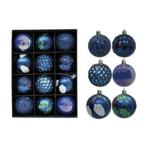 Blue Blue Shatterproof Christmas Tree Ball Ornaments Set Of 12 Plastic Decorative Hanging Decor