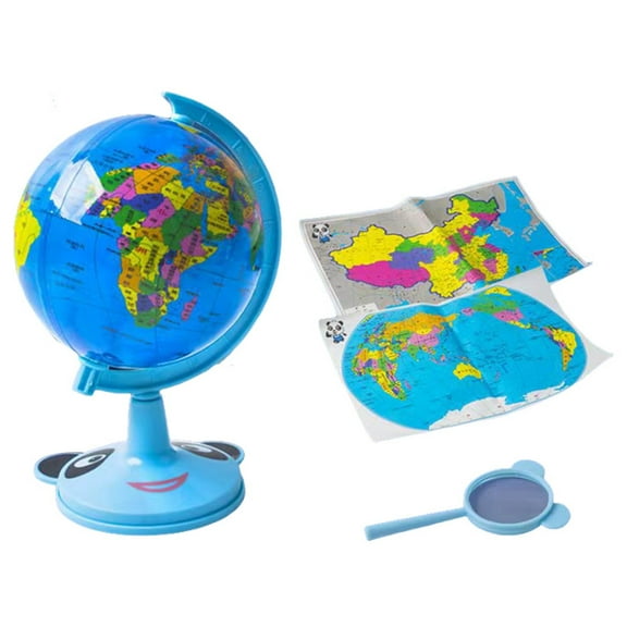 Blue Blue Small Illuminated Rotating Globe For Children Educational Toy 3D World Map With Light For Kids