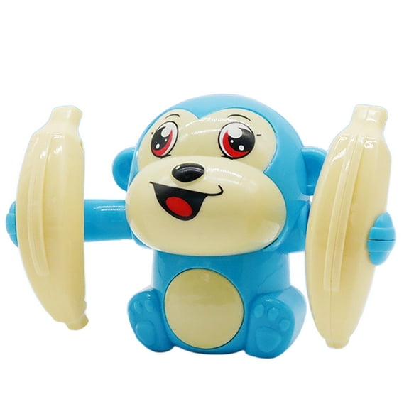 Blue Blue Sound Activated Rolling Monkey Toy For Kids Flip Over Dancing With Music And Led Light Interactive Educational Toy