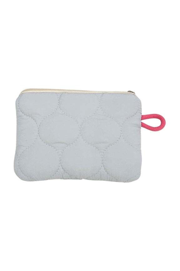 Blue Blue Striped Quilted Mini Wallet For Coins Lipstick And Small Accessories
